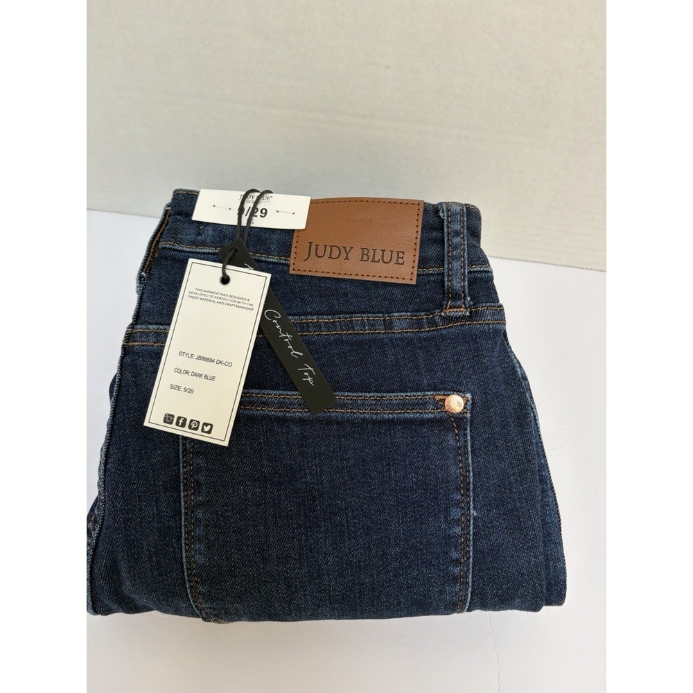 Judy Blue NWT Mid-Rise Tummy Control Skinny Dark Wash Jean Sz 9/29 Style #88894